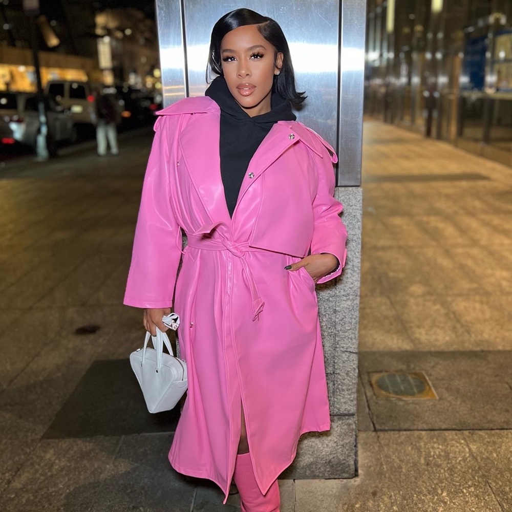 Pink Faux Leather Trench NWT